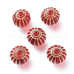 Perles acryliques plaquées, métal enlacée, lanterne, rouge, 14x13.5mm, Trou: 1.6mm, environ 400 pcs/500 g