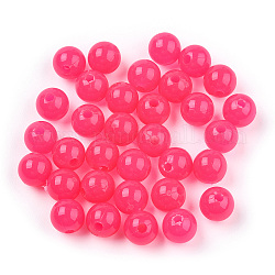 Perles plastiques opaques, ronde, fuchsia, 6x5.5mm, Trou: 1.8mm, environ 4790 pcs/500 g