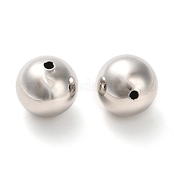Perles en laiton, ronde, platine, 14x14mm, Trou: 1.8mm