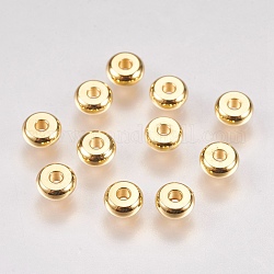 Intercalaire perles en 304 acier inoxydable, rondelle, véritable 18k plaqué or, 5x2mm, Trou: 1.5mm
