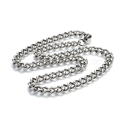 304 Stainless Steel Curb Chains Necklaces, with Lobster Claw Clasps, Stainless Steel Color, 19.9 inch(50.5cm)