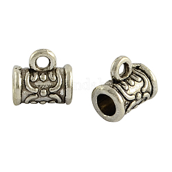 Tibetan Style Alloy Tube Bails, Loop Bails, Bail Beads, Cadmium Free & Lead Free, Antique Silver, 7x7x5mm, Hole: 1.5mm, Inner Diameter: 1.6mm