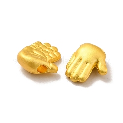 Rack de abalorios de la aleación de chapado, sin plomo y cadmio, palma, color dorado mate, 13x11.5x5.5mm, agujero: 2 mm