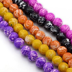Spray Painted Glass Round Bead Strands, Mixed Color, 6~7mm, Hole: 1mm, about 150pcs/strand, 31.5inch