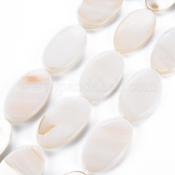 Eau douce naturelle de coquillage perles brins, ovale, couleur de coquillage, 34~35x19~20x4~5mm, Trou: 0.6mm, Environ 34~35 pcs/chapelet, 14.96 pouce (38~38.5 cm)