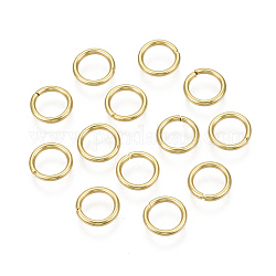 304 Edelstahl offenen Ringe springen, Metallverbinder für Heimwerkerschmuck und Schlüsselbundzubehör, echtes 18k vergoldet, 18 Gauge, 7x1 mm, Innendurchmesser: 5 mm