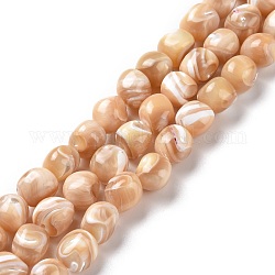Naturelles trochides coquille brins de perles, ronde, peachpuff, 8~9x7.5~9.5x7.5~9.5mm, Trou: 0.8mm, Environ 45 pcs/chapelet, 15.35~15.55 pouce (39~39.5 cm)