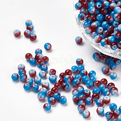Rociar perlas de resina pintadas, redondo, dos tonos, colorido, 4.5x4mm, agujero: 1 mm