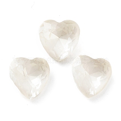 Cabochons de strass en verre, point arrière et dos plaqué, facette, cœur, cristal, 10x10x5.5mm