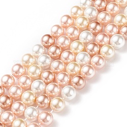 Cuentas perlas de concha de perla, Grado A, redondo, color mezclado, 8mm, agujero: 1 mm, aproximamente 49~52 pcs / cadena, 16 pulgada