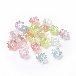 Transparente acrílico bolas tapas, 5-pétalo de flor, color de ab, color mezclado, 10.5x10.5x4mm, agujero: 1.6 mm, aproximamente 416 unidades / 50 g