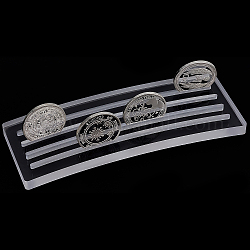 Soportes de exhibición de monedas de desafío de acrílico transparente de 4 filas, titular de la colección de monedas, Rectángulo, Claro, 20.3x8.3x1.27 cm, diámetro interior: 18.5x0.4 cm