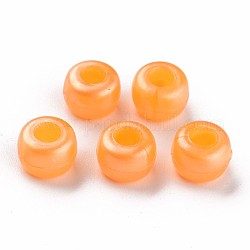 Perles en plastique nacrées, baril, orange, 9x6mm, trou: 3.5 mm, environ 1900 pcs / 500 g.