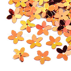 Accessori dell'ornamento, paillette / paillettes in plastica pvc, fiore, arancione, 9.5~10x10x1mm, Foro: 1 mm, circa 30000pcs/500g