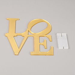 Supporto per display acrilico personalizzato, parole di love, oro, 15.5x15x0.25cm