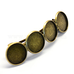 Iron Hair Barrette Findings, Flat Round, Antique Bronze, Tray: 20mm, 85x22mm