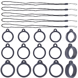 Gorgecraft 24 pz 2 anelli in silicone stile con 12 pz cordino collana regolabile porta ciondolo anti-smarrimento, per penna, telefono, porta badge, nero, 2.35x2x0.55cm