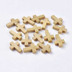 Ciondoli in legno, Pendenti croce, cammello, 22x14x4mm, Foro: 2 mm