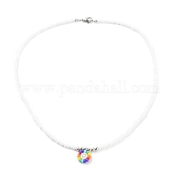 Perlas de cristal collares pendientes, con 304 de acero inoxidable broches pinza de langosta, flor, colorido, 19.29 pulgada (49 cm)