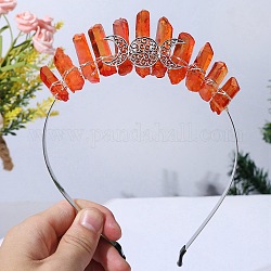 Rohe natürliche Quarz-Haarbänder, Dreimond-Haarbänder aus Metall, für weibliche Mädchen, orange, 180x125x20 mm