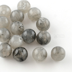 Runde Nachahmung Edelstein Acryl-Perlen, Grau, 6 mm, Bohrung: 1.5 mm, ca. 4100 Stk. / 500 g