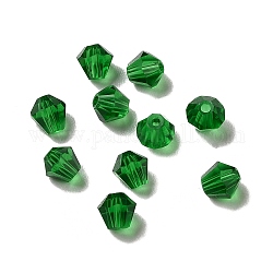 Verre imitation perles de cristal autrichien, facette, diamant, vert foncé, 4x4mm, Trou: 0.7mm