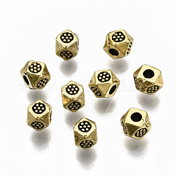 Perline in lega stile tibetano, poligono,  cadmio& piombo libero, oro antico, 4x3.5x3mm, Foro: 1.4 mm, circa 6500pcs/1000g