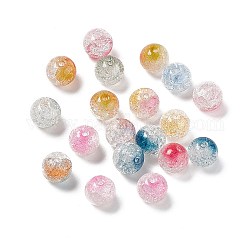 Perles en verre craquelé transparentes, ronde, couleur mixte, 10x9mm, Trou: 1.6mm, environ 826 pcs/1000 g