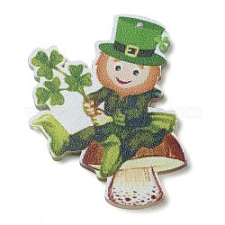 Undurchsichtig bedruckte Acrylanhänger zum St. Patrick's Day, Pilz, 50x37x2 mm, Bohrung: 1.6 mm