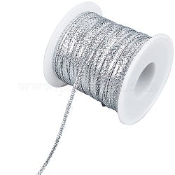Gorgecraft 100м нейлоновая плетеная лента, аксессуары для одежды, плоский, серебряные, 1/8 дюйм (3 мм), около 109.36 ярда (100 м) / рулон