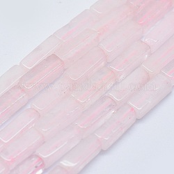 Granos naturales de abalorios de cuarzo rosa, cuboides, 12.5~13.5x3~5x3~4.5mm, agujero: 1 mm, aproximamente 30~32 pcs / cadena, 15.1~15.9 pulgada (38.5~40.5 cm)