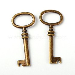 Tibetan Style Alloy Pendants, Cadmium Free & Nickel Free & Lead Free, Key, Antique Bronze, 41x17x4.5mm
