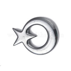 Ciondoli di ematite non-magnetico, anello rotondo con ciondoli a stella, ematite placcato, 27x21x4mm, Foro: 1 mm
