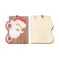 Односторонние рождественские деревянные подвески с принтом, Санта-Клаус подвески, красные, 47x37x2.5 мм, отверстие : 2 мм