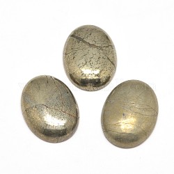 Oval natürliche Pyrit Cabochons, 10x8x4 mm