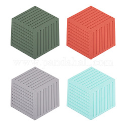 Hexagon PVC Hot Pads Heat Resistant Sets, for Hot Dishes Heat Insulation Pad Kitchen Tool, Mixed Color, 101x116x2.5mm, 4pcs/set