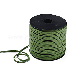 Экологичный шнур из искусственной замши, искусственная замшевая кружева, желто-зеленый, 3.0x1.4 мм, около 98.42 ярда (90 м) / рулон