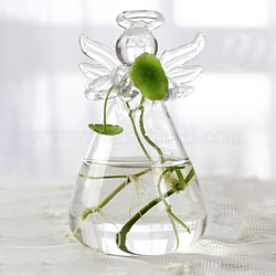 天使の形をしたガラスの花瓶  ホームオフィスの庭の装飾用の水耕テラリウムコンテナ花瓶  透明  50x100mm