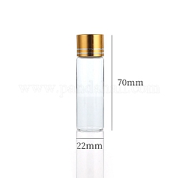 Clear Glass Bottles Bead Containers, Screw Top Bead Storage Tubes with Aluminum Cap, Column, Golden, 2.2x7cm, Capacity: 15ml(0.51fl. oz)