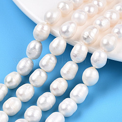 Fili di perle di perle d'acqua dolce coltivate naturali, riso, colore conchiglia, 9~12.5x8.5~9mm, Foro: 0.7~0.8 mm, circa 17pcs/filo, 7.09 pollice (18 cm)