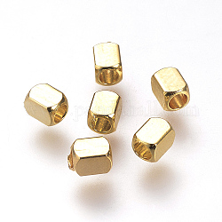Perline di distanziatore in ottone, cuboide, nichel libero, vero placcato oro 18k, 3.5x2.5x2.5mm, Foro: 1.5 mm