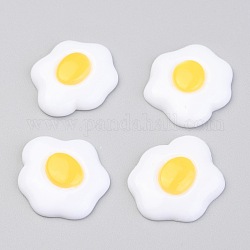 Cabochon decoden in resina opaca, cibo imitazione, uovo fritto, bianco, 25.5x21.5x5.5mm