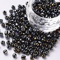6/0 perles de rocaille en verre, iris ronde, colorées, 4mm, Trou: 1mm, environ 4500 pcs / livre