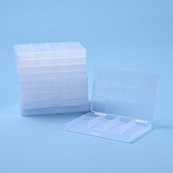 Rectangle Polypropylene(PP) Bead Storage Containers, with Hinged Lid and 9 Grids, for Jewelry Small Accessories, Clear, 14.4x9.6x1.45cm, Compartment: 140x32mm and 34x26mm and 34x32mm