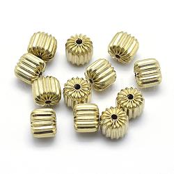 Perles ondulées en laiton, sans plomb et sans cadmium et sans nickel, tambour, brut (non plaqué), 8.5x7.5mm, Trou: 1.5mm