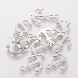 201 Stainless Steel Charms, Anchor, Stainless Steel Color, 14x11.2x1mm, Hole: 1.5mm