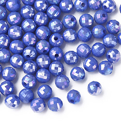 Perline acrilico opaco, ab colore placcato, sfaccettato, tondo, blu royal, 6x5.5mm, Foro: 1.5 mm, circa 4800pcs/500g