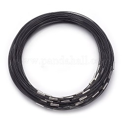 El collar del alambre de acero, con cierres magnéticos, Platino, negro, 1mm, 18 pulgada