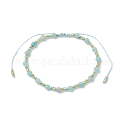 Bracelet réglable en perles tressées en amazonite naturelle et en verre, diamètre intérieur: 1-7/8~3-1/4 pouce (4.75~8.2 cm)