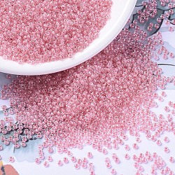 Cuentas de rocailles redondas miyuki, Abalorios de la semilla japonés, 11/0, (rr1109) dentro de rosa rosa teñido, 2x1.3mm, agujero: 0.8 mm, aproximamente 1111 unidades / 10 g